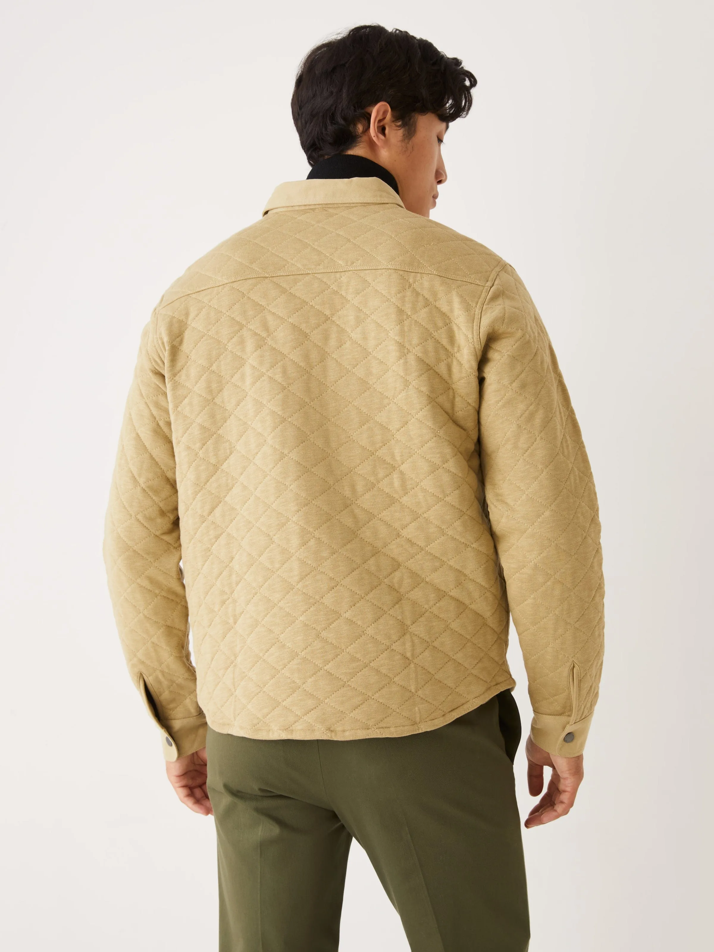 The Quilted Overshirt in Grey Green
