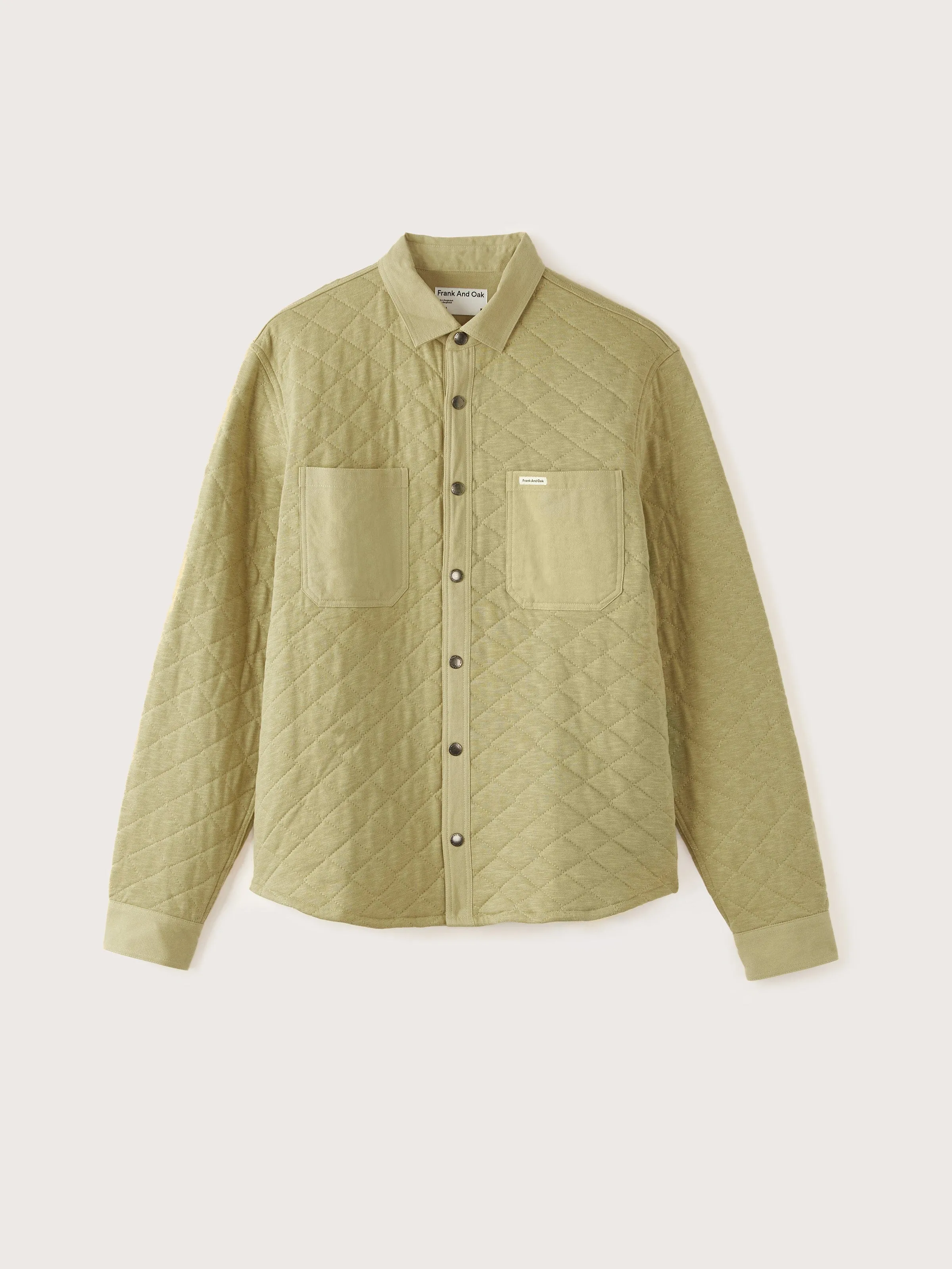 The Quilted Overshirt in Grey Green