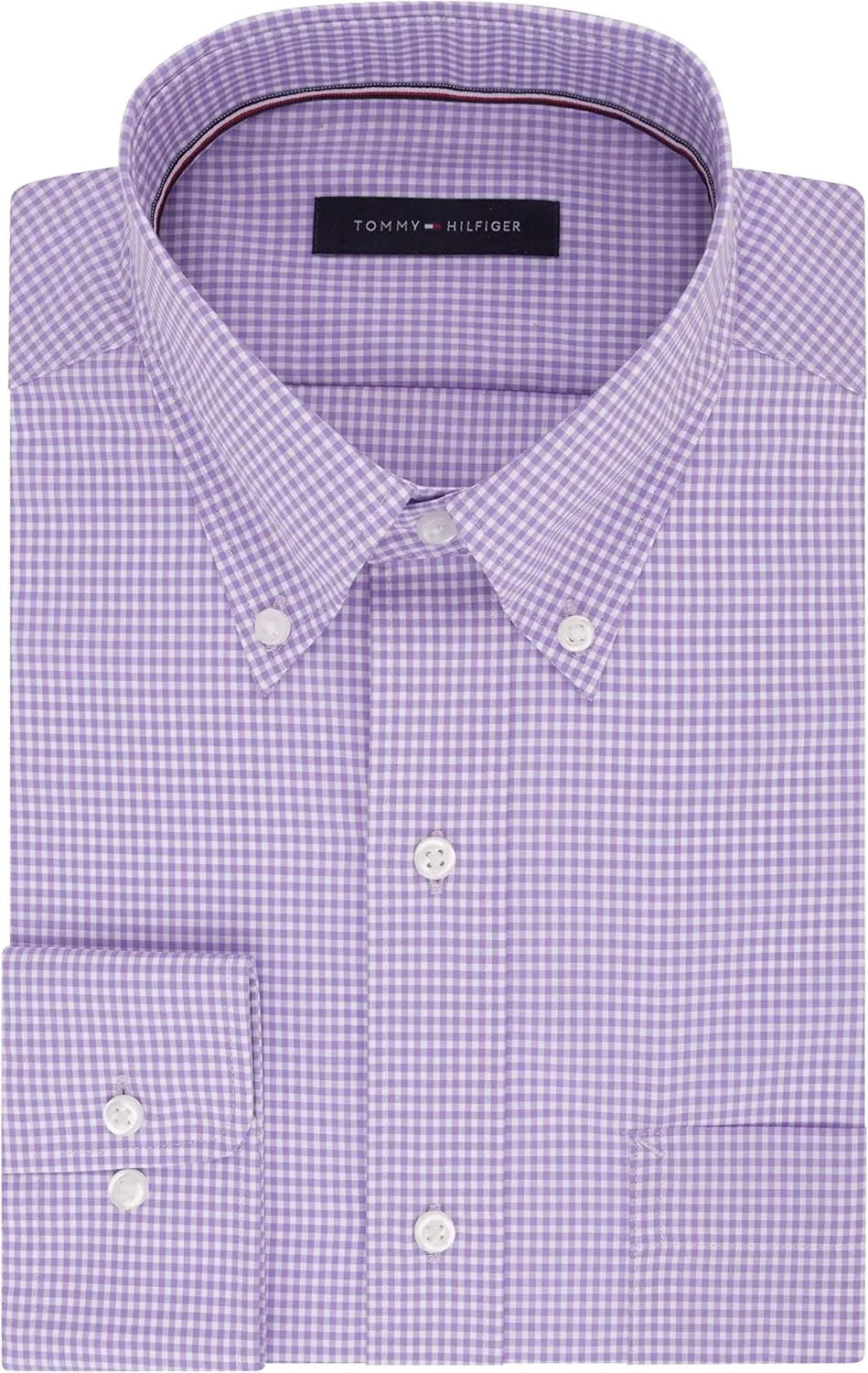 Tommy Hilfiger Men's Regular Fit Non Iron Gingham Dress Shirt - Amazon Exclusive