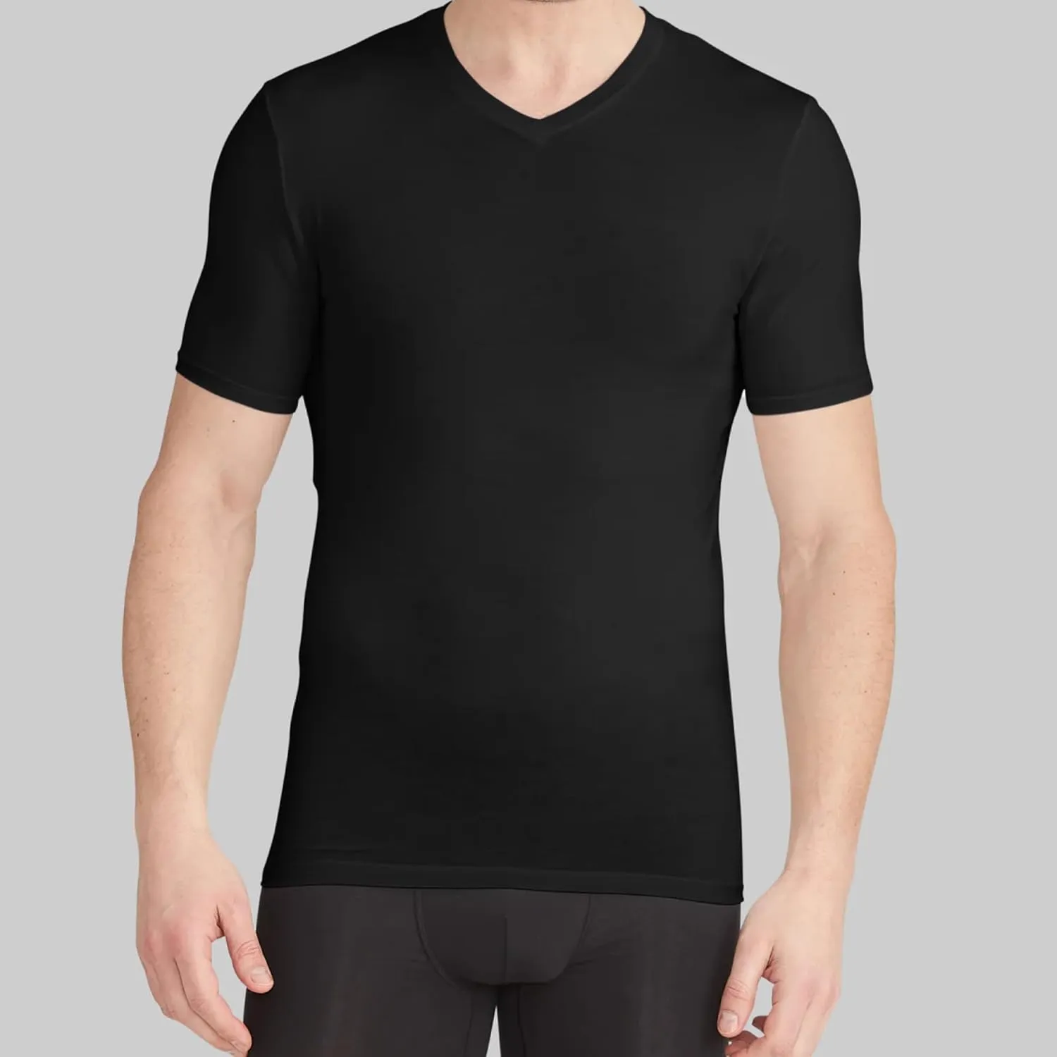 Tommy John Men's High V Neck Undershirt, Second Skin Fabric, Slim Fit T-Shirt with Stay Tuck Design