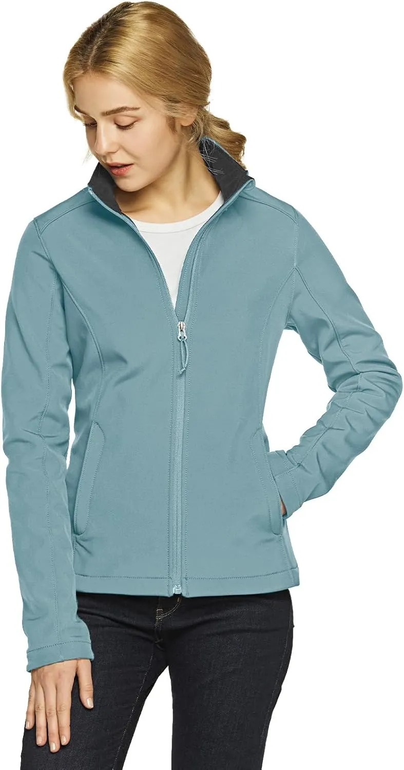 TSLA Women's Full-Zip Waterproof Softshell Jacket, Micro Fleece Jacket, Wind Proof Lightweight Jackets