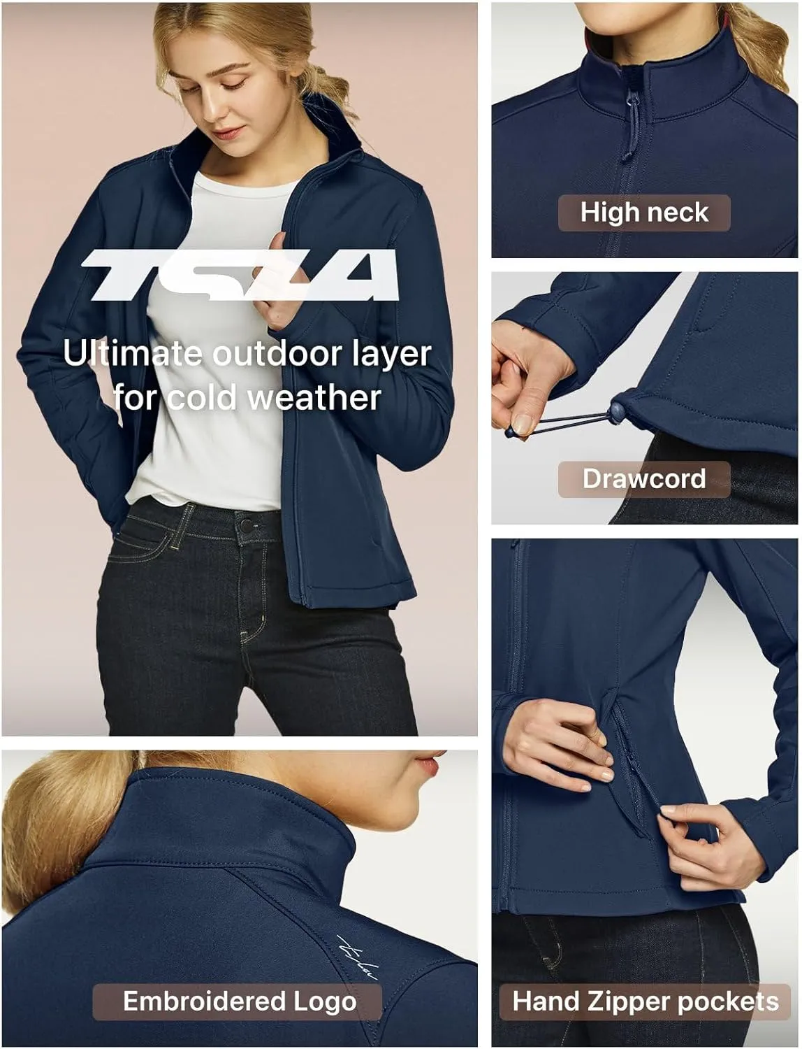 TSLA Women's Full-Zip Waterproof Softshell Jacket, Micro Fleece Jacket, Wind Proof Lightweight Jackets