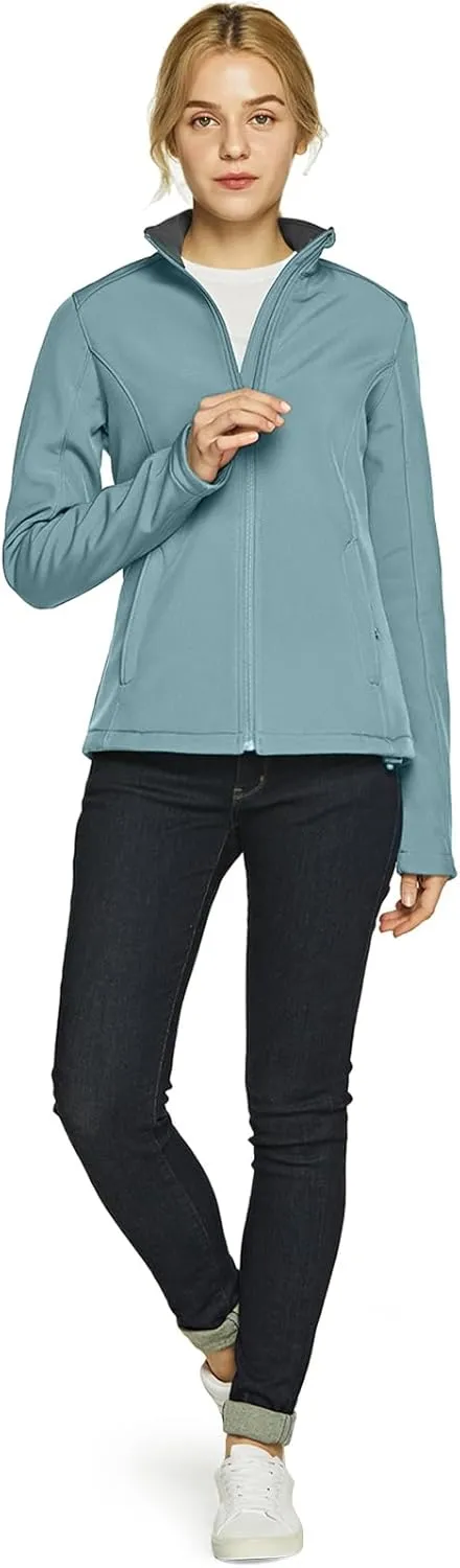 TSLA Women's Full-Zip Waterproof Softshell Jacket, Micro Fleece Jacket, Wind Proof Lightweight Jackets