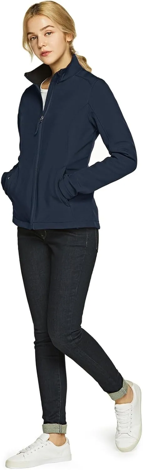 TSLA Women's Full-Zip Waterproof Softshell Jacket, Micro Fleece Jacket, Wind Proof Lightweight Jackets