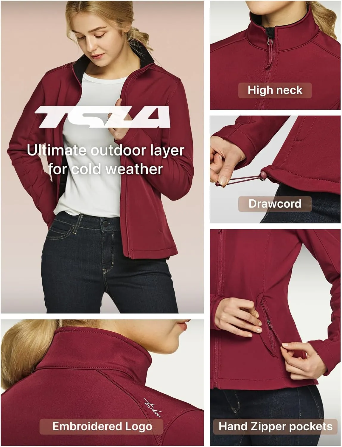 TSLA Women's Full-Zip Waterproof Softshell Jacket, Micro Fleece Jacket, Wind Proof Lightweight Jackets
