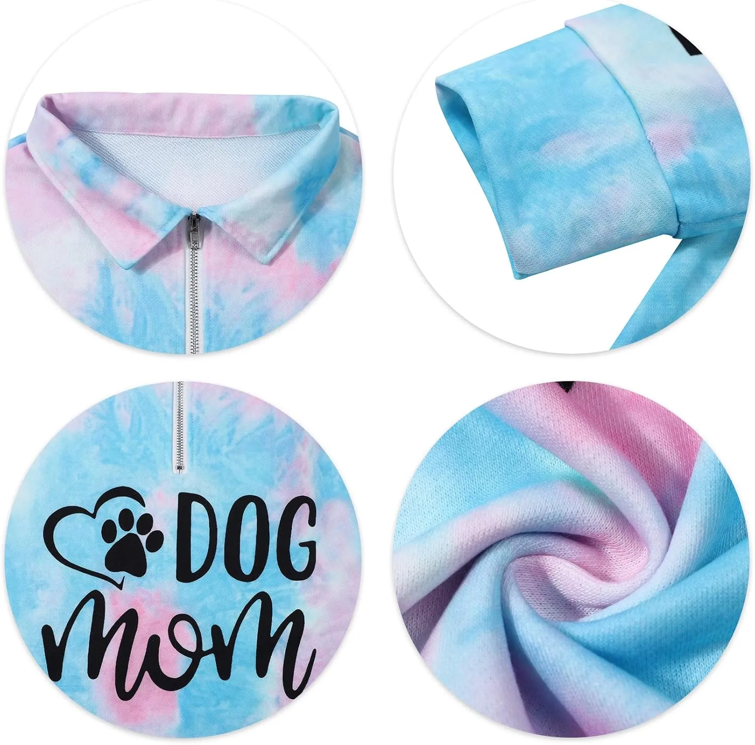 VILOVE Dog Mom Sweatshirt Women Dog Paw Print Cute Sweatshirt Funny Graphic Sweatshirts Dog Mama Long Sleeve Tees Tops