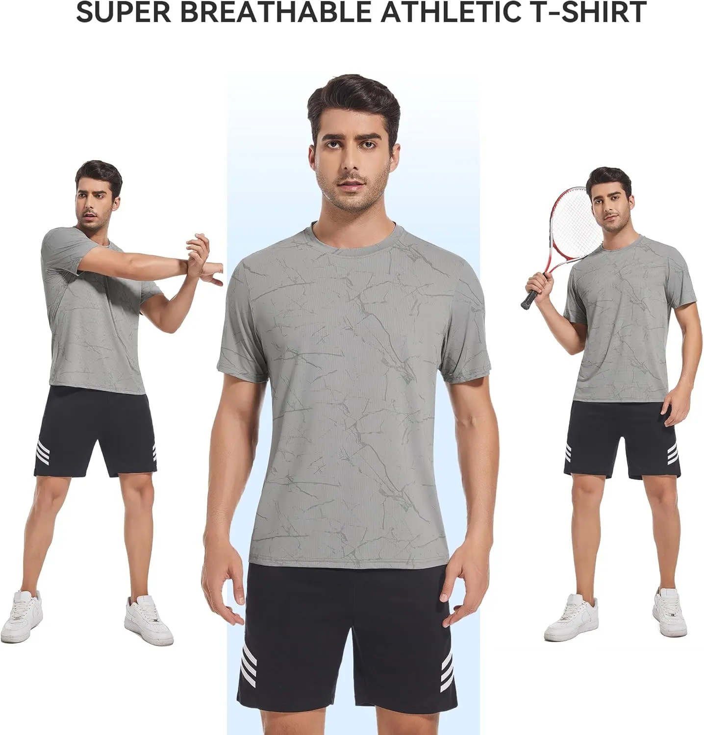 WARHORSEE Mesh Workout T Shirts for Men Breathable Quick Dry Athletic Moisture Wicking Short Sleeve Crew Neck Tees Men
