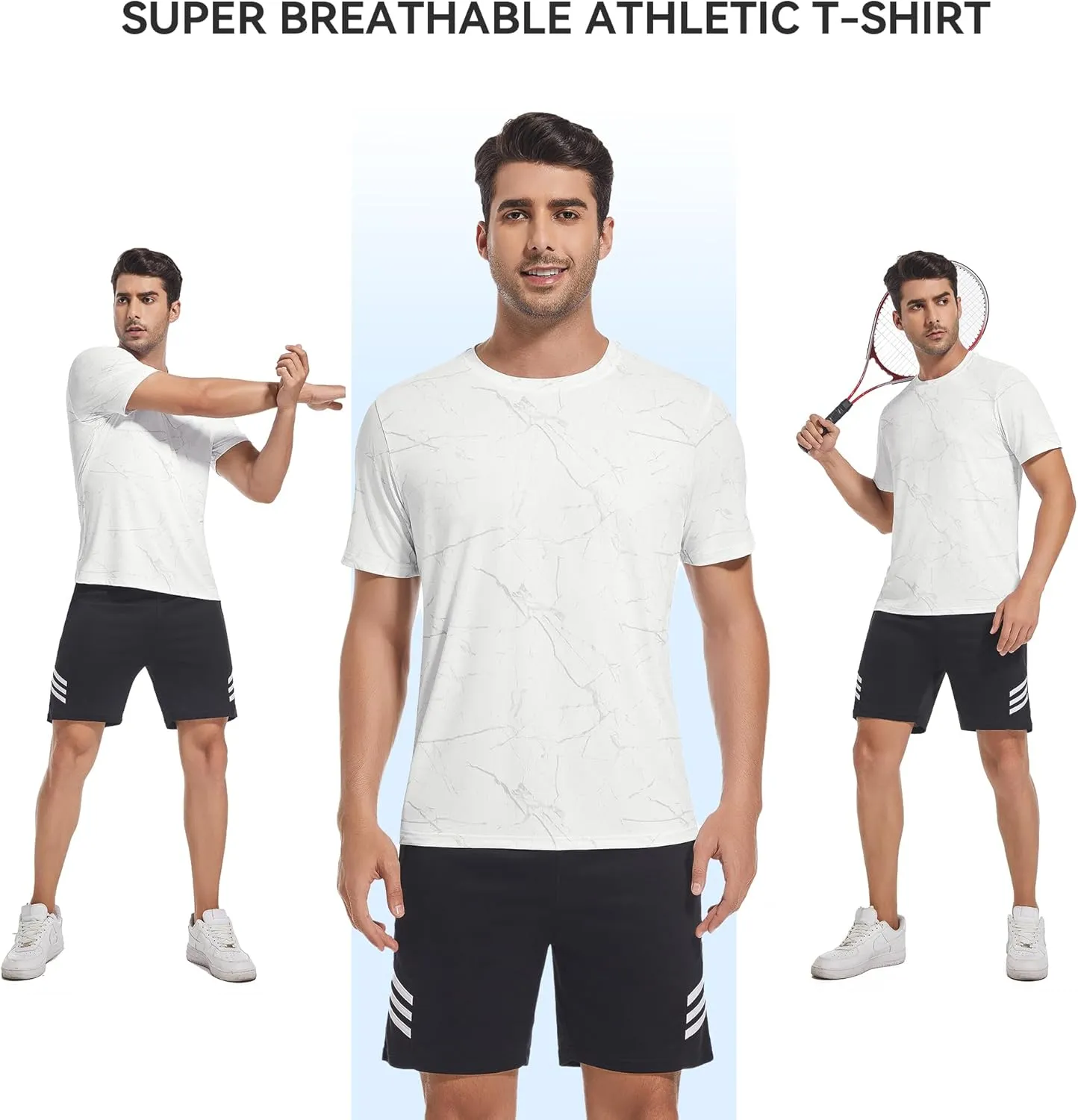 WARHORSEE Mesh Workout T Shirts for Men Breathable Quick Dry Athletic Moisture Wicking Short Sleeve Crew Neck Tees Men