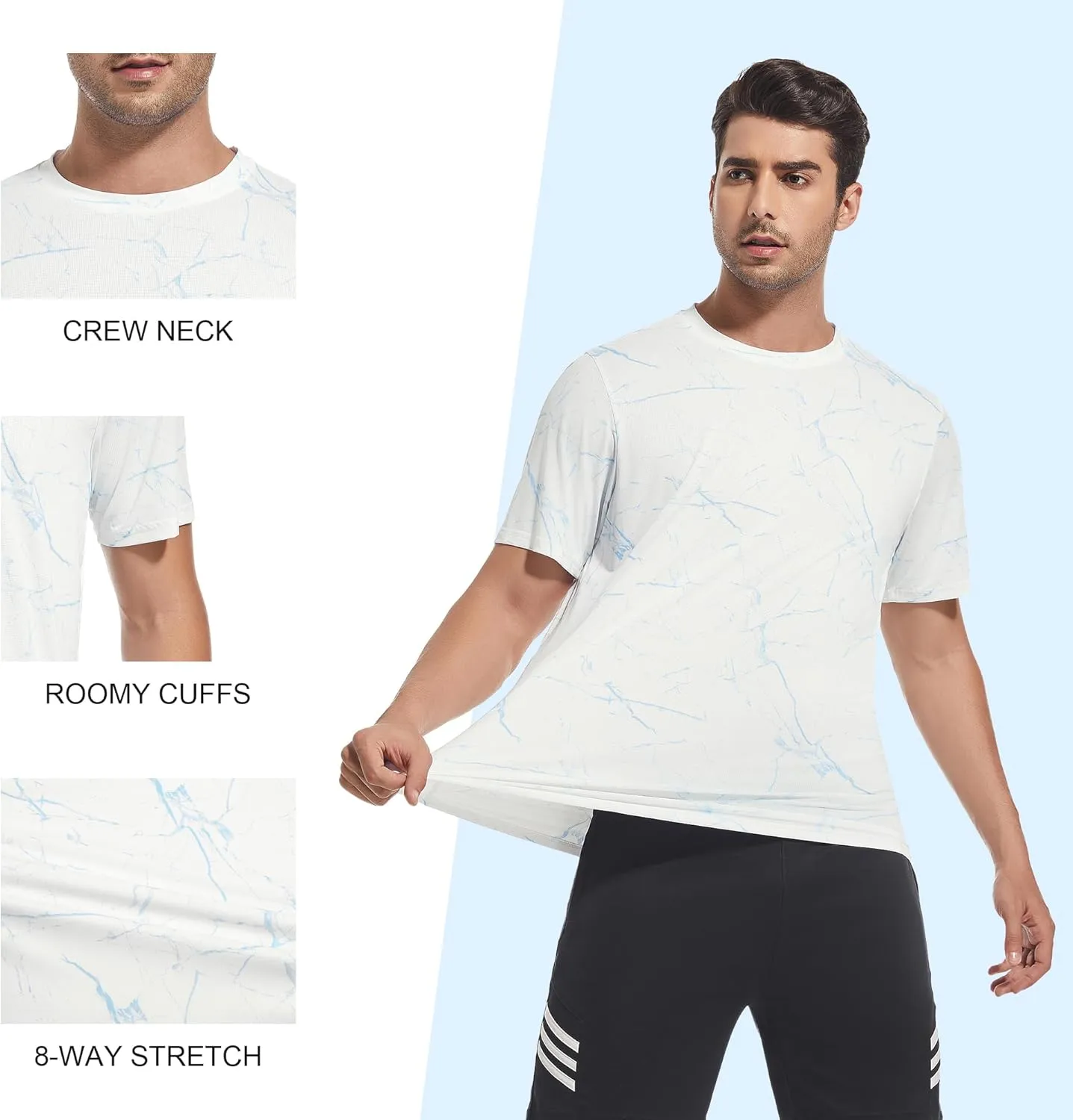 WARHORSEE Mesh Workout T Shirts for Men Breathable Quick Dry Athletic Moisture Wicking Short Sleeve Crew Neck Tees Men