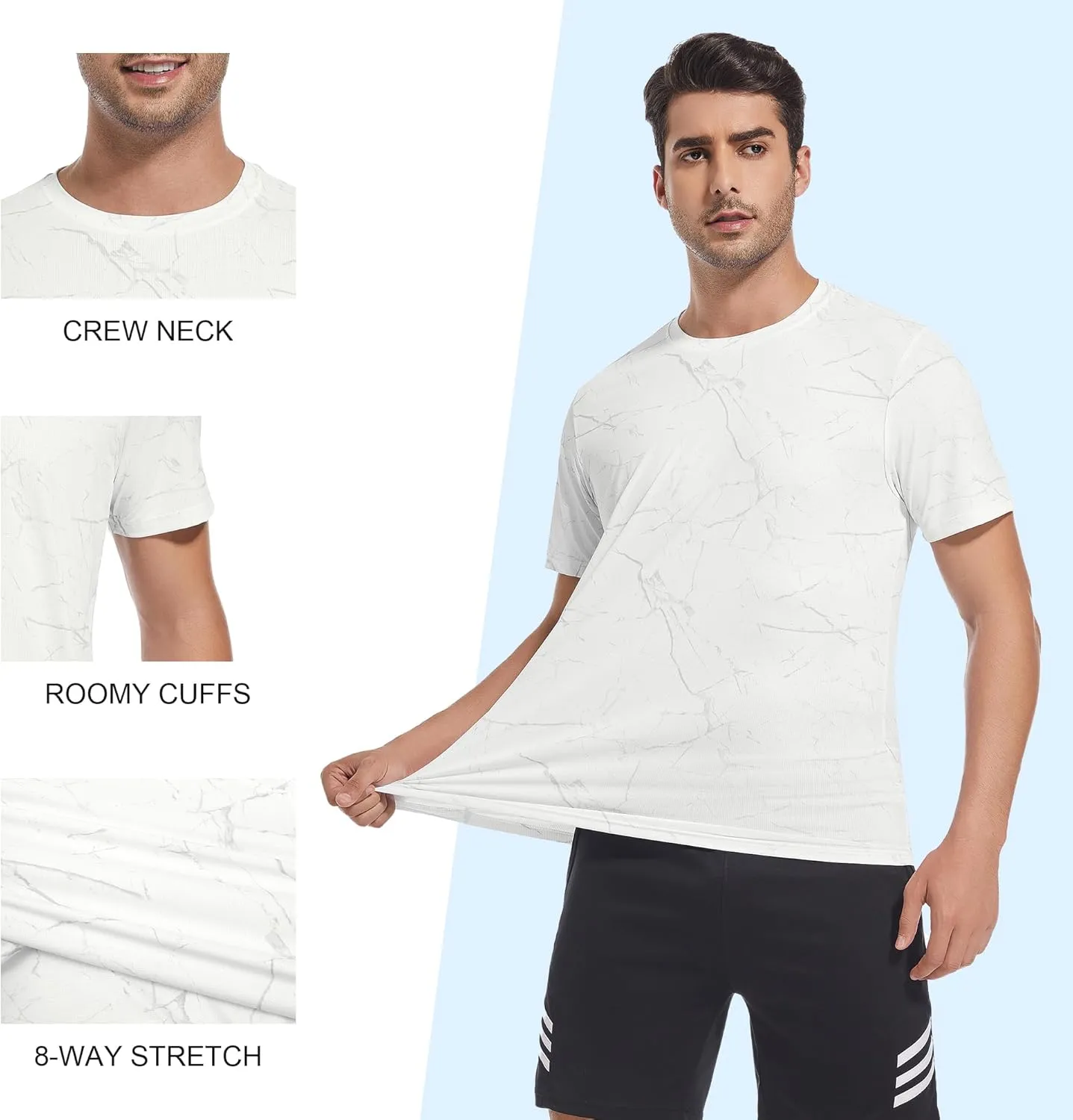 WARHORSEE Mesh Workout T Shirts for Men Breathable Quick Dry Athletic Moisture Wicking Short Sleeve Crew Neck Tees Men