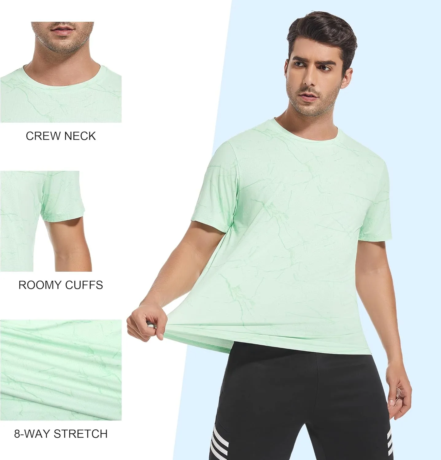 WARHORSEE Mesh Workout T Shirts for Men Breathable Quick Dry Athletic Moisture Wicking Short Sleeve Crew Neck Tees Men