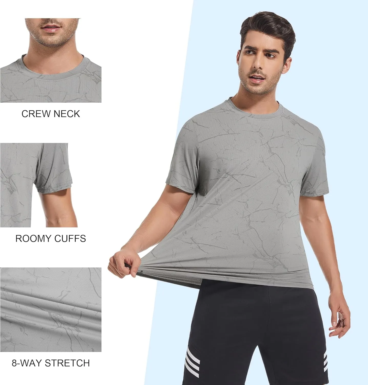 WARHORSEE Mesh Workout T Shirts for Men Breathable Quick Dry Athletic Moisture Wicking Short Sleeve Crew Neck Tees Men