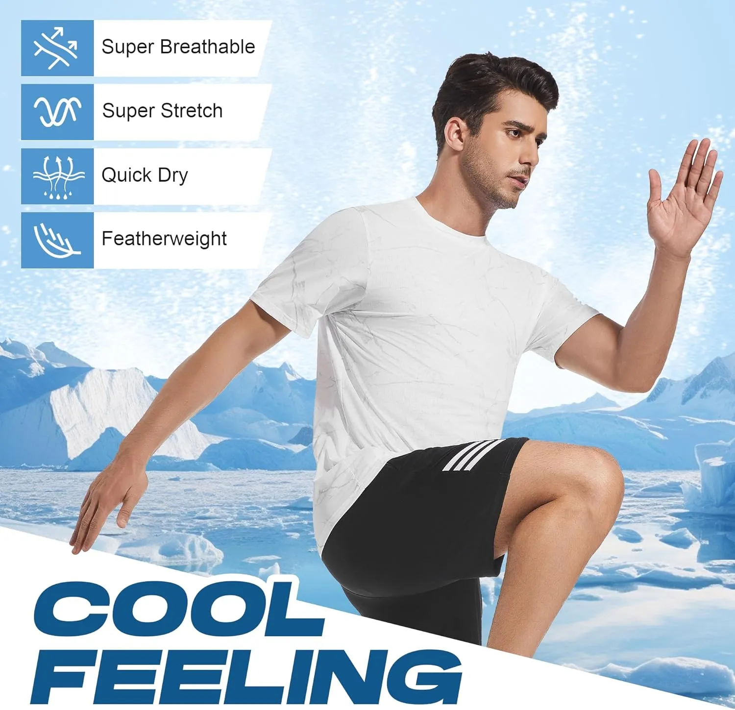 WARHORSEE Mesh Workout T Shirts for Men Breathable Quick Dry Athletic Moisture Wicking Short Sleeve Crew Neck Tees Men