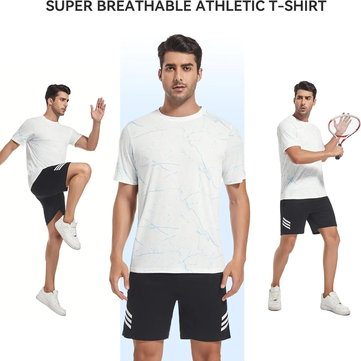 WARHORSEE Mesh Workout T Shirts for Men Breathable Quick Dry Athletic Moisture Wicking Short Sleeve Crew Neck Tees Men