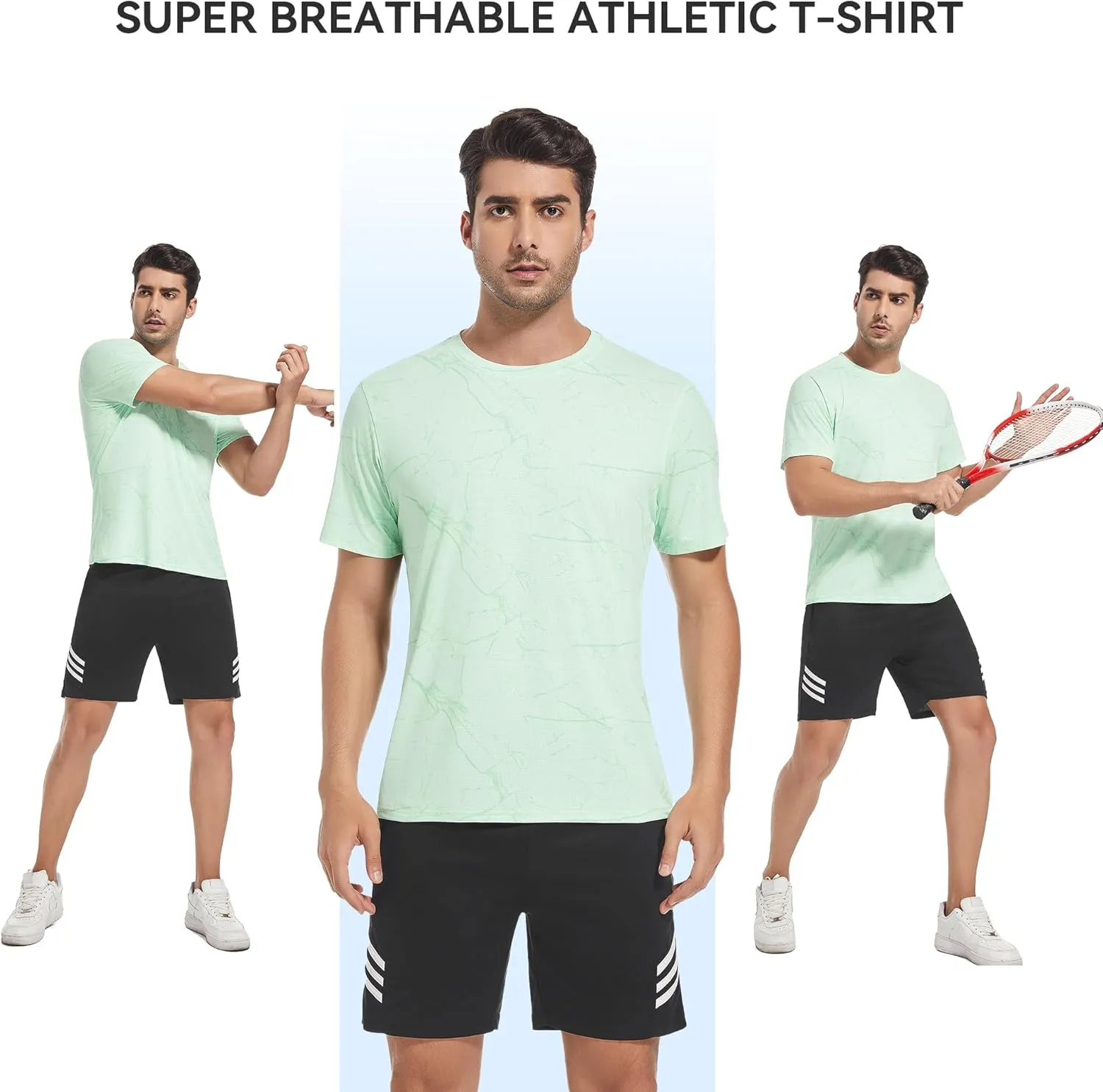 WARHORSEE Mesh Workout T Shirts for Men Breathable Quick Dry Athletic Moisture Wicking Short Sleeve Crew Neck Tees Men