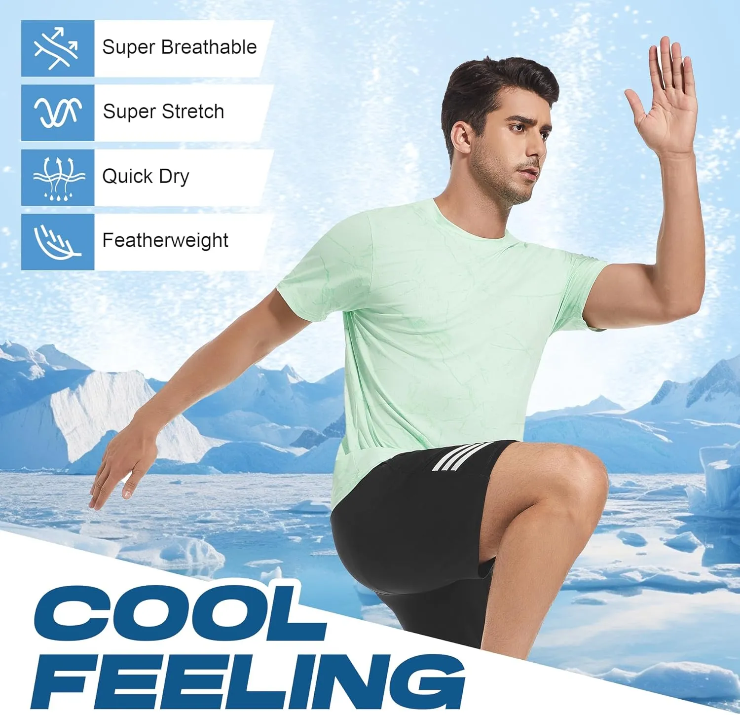 WARHORSEE Mesh Workout T Shirts for Men Breathable Quick Dry Athletic Moisture Wicking Short Sleeve Crew Neck Tees Men