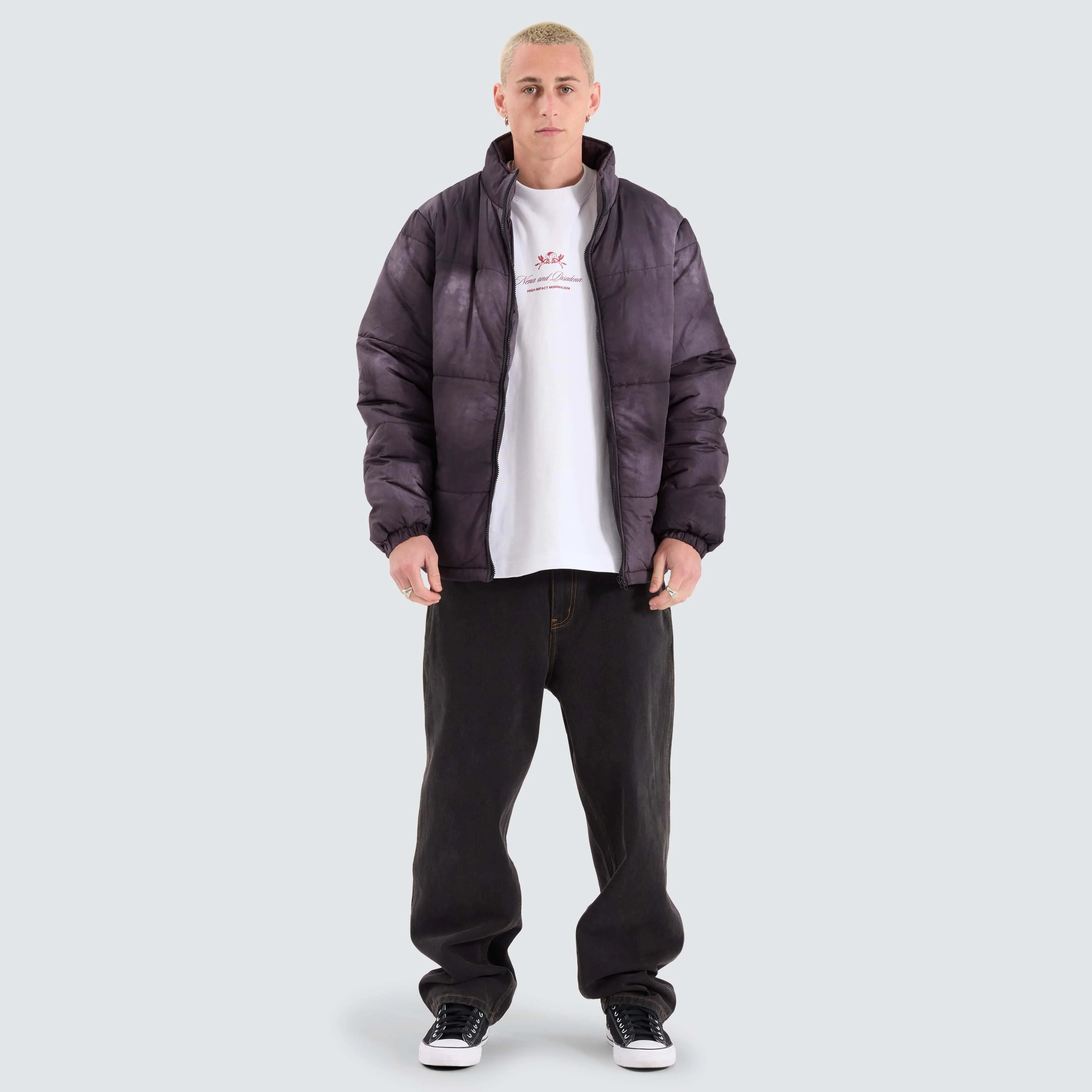 Wave Dye Puffa Jacket Black