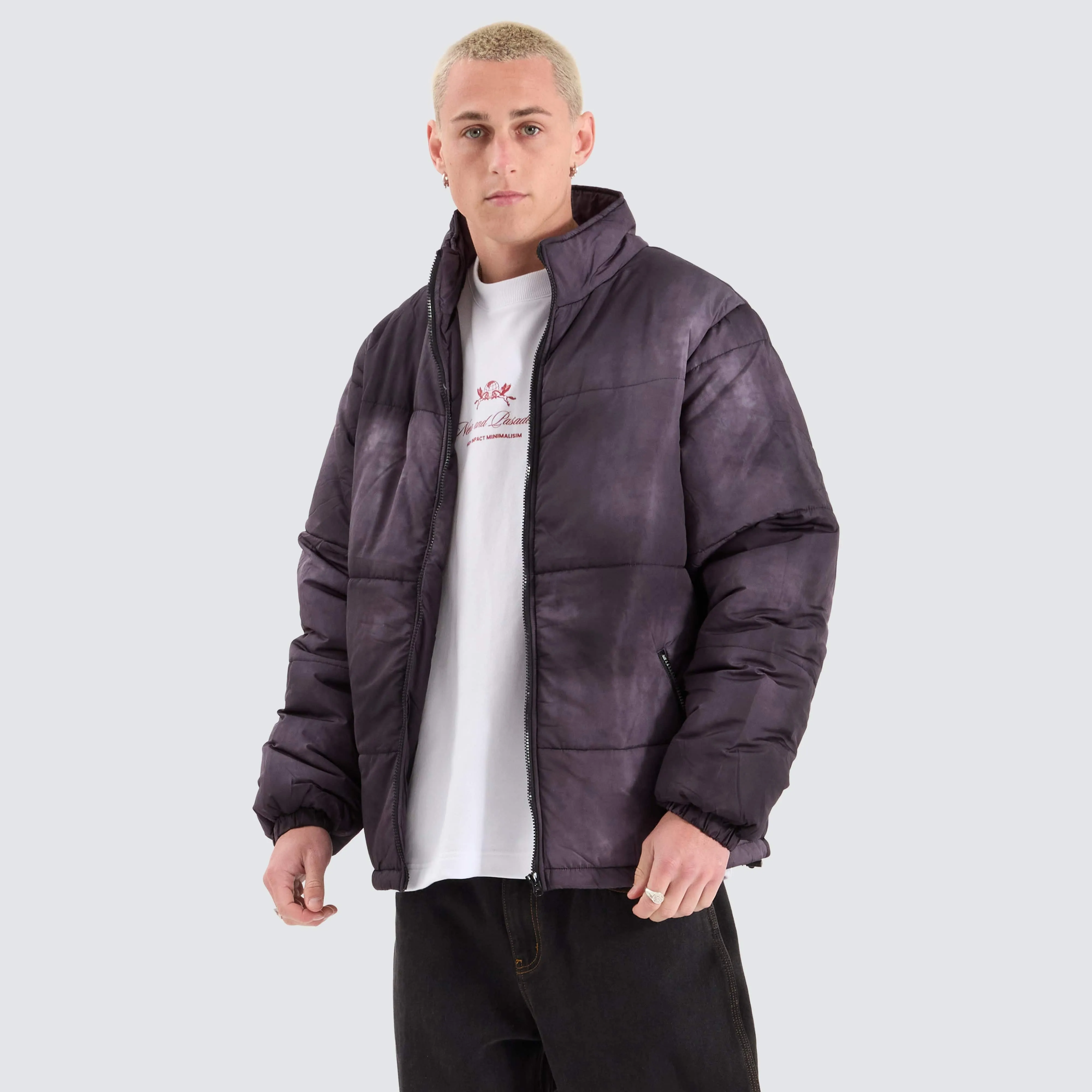 Wave Dye Puffa Jacket Black
