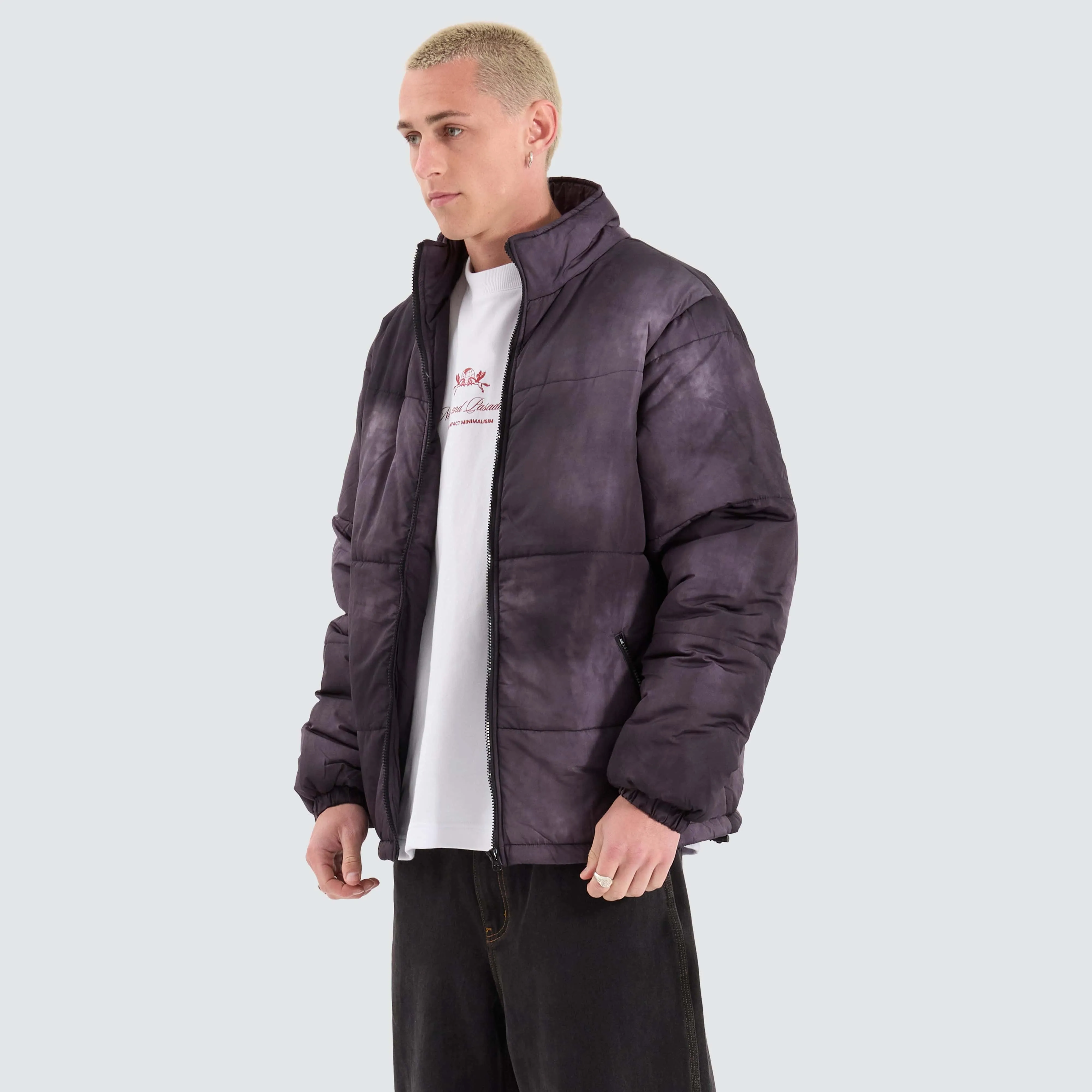 Wave Dye Puffa Jacket Black