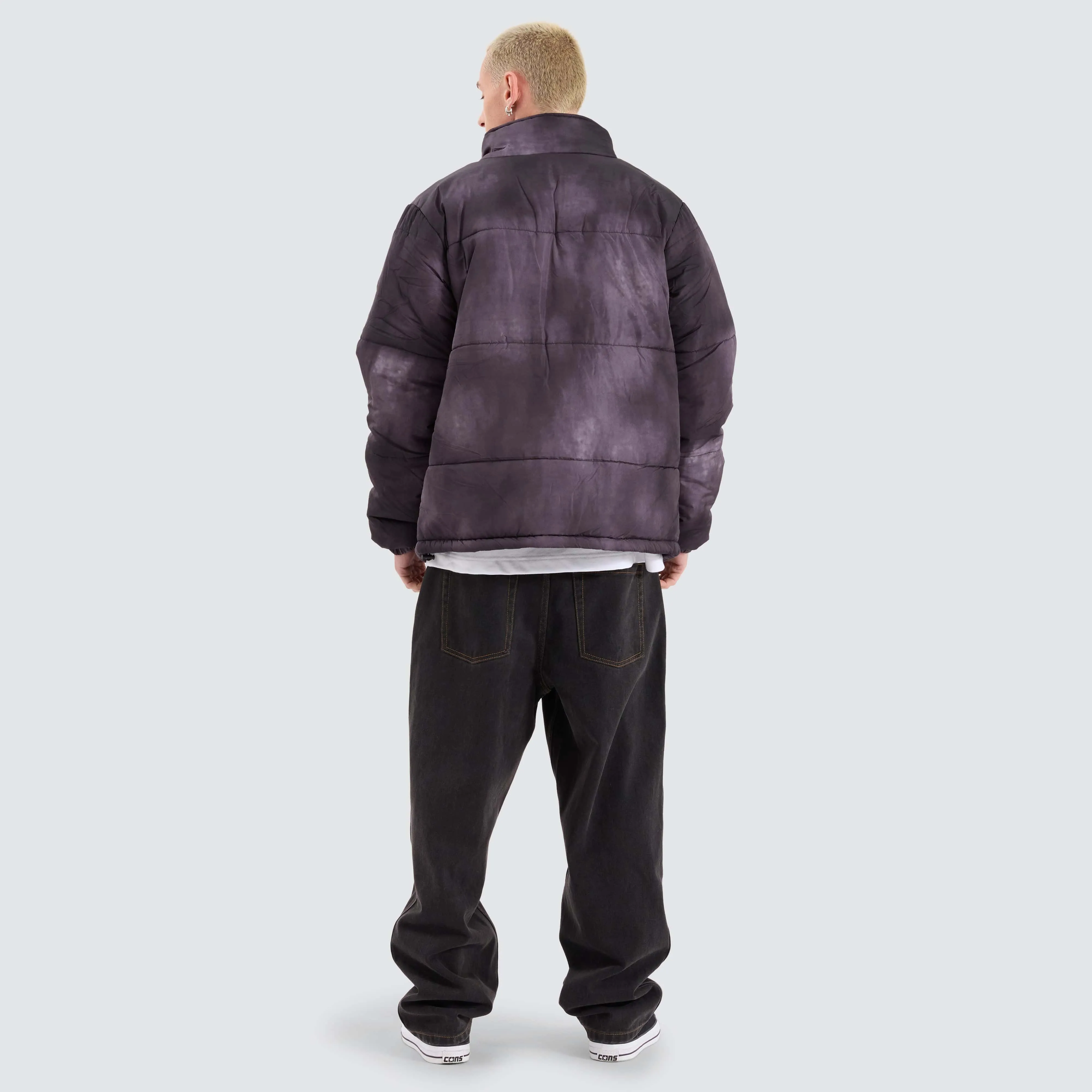 Wave Dye Puffa Jacket Black