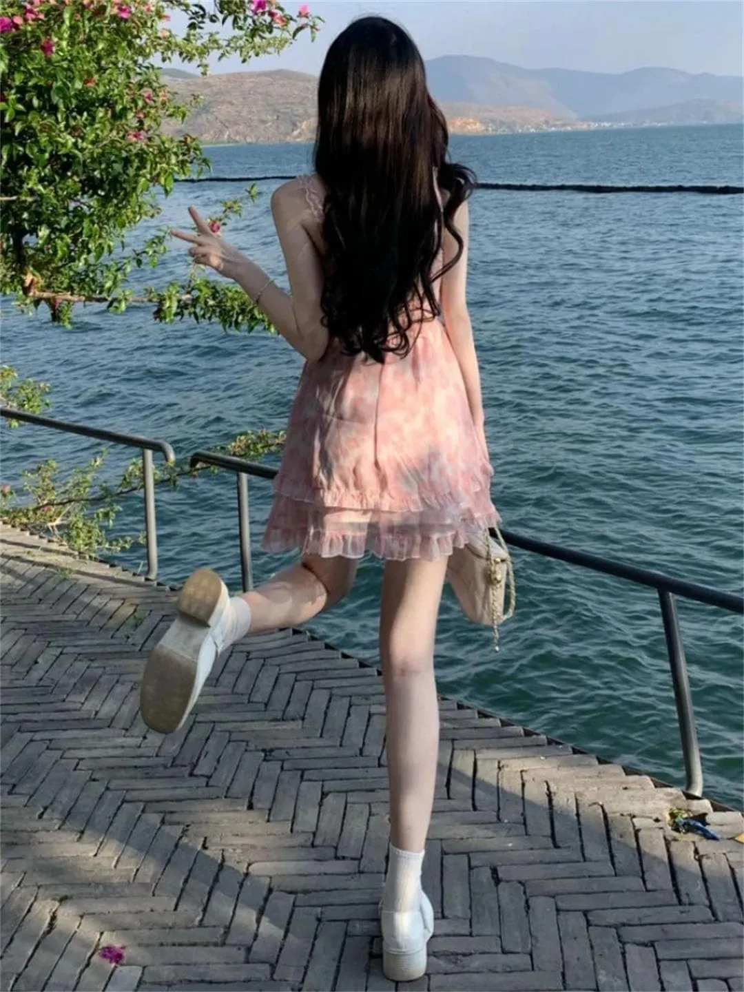 Women Floral Dresses Ruffles A-Line Style Mini College Hotsweet Slim Temperament Princess Dresses