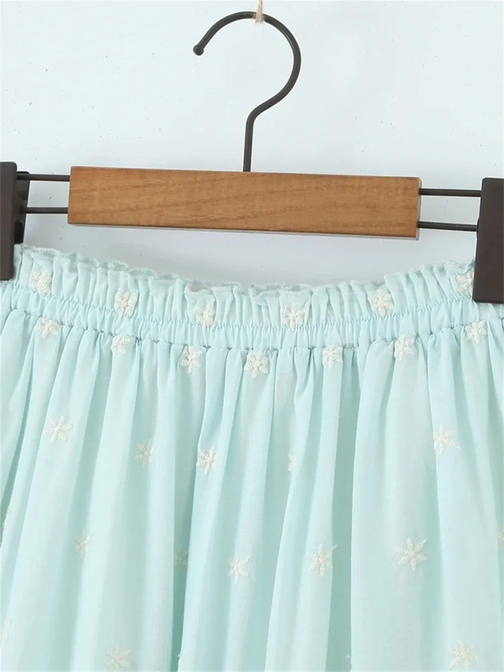 Women Lace Floral Patchwork Midi Skirt Vintage High Waist Casual Skirts