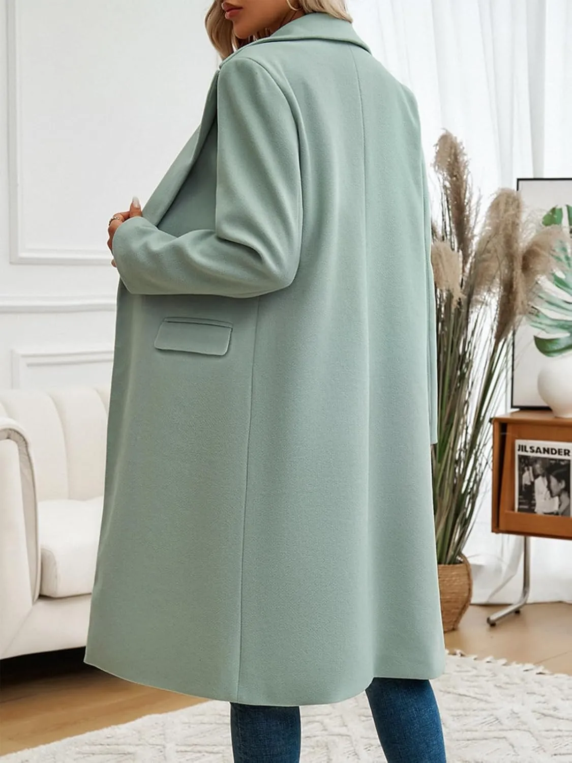 Women's Cardigan Flip Collar Single Breasted Pea Coats Winter Trench Overcoat Long Jackets