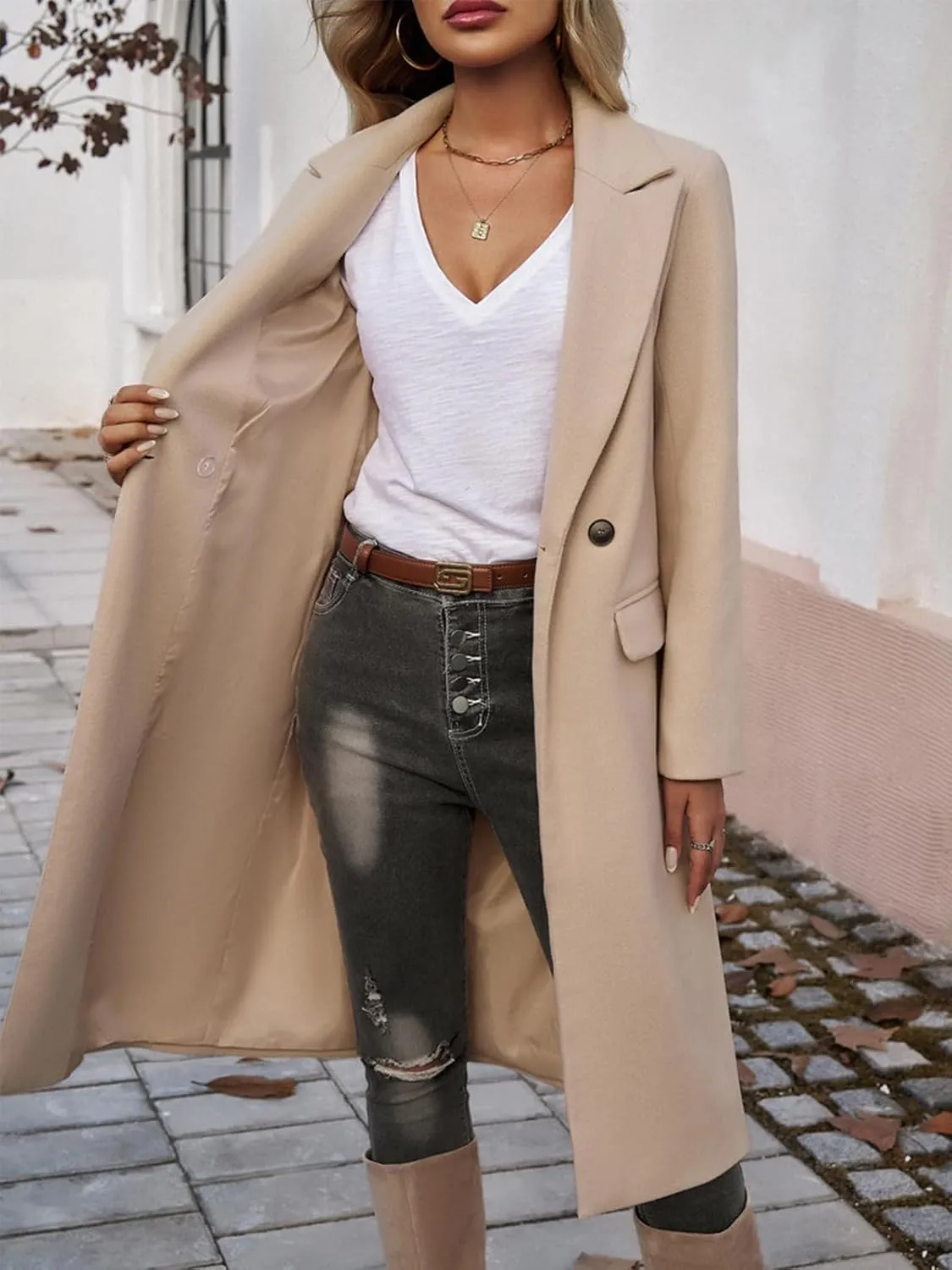 Women's Cardigan Flip Collar Single Breasted Pea Coats Winter Trench Overcoat Long Jackets