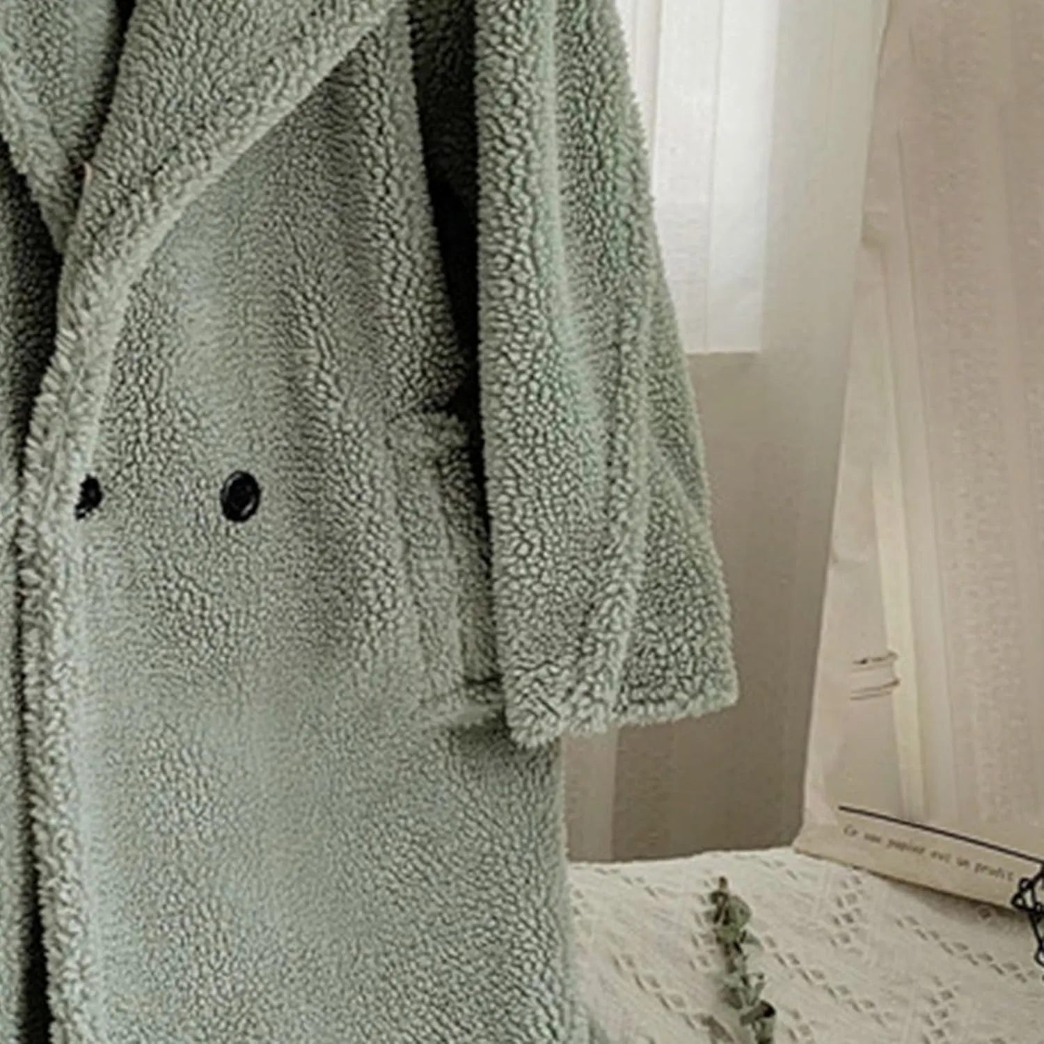 Women's Fleece Lapel Collar Trench Coat Open Front Long Cardigan Overcoat Winter Warm Outwear Jackets