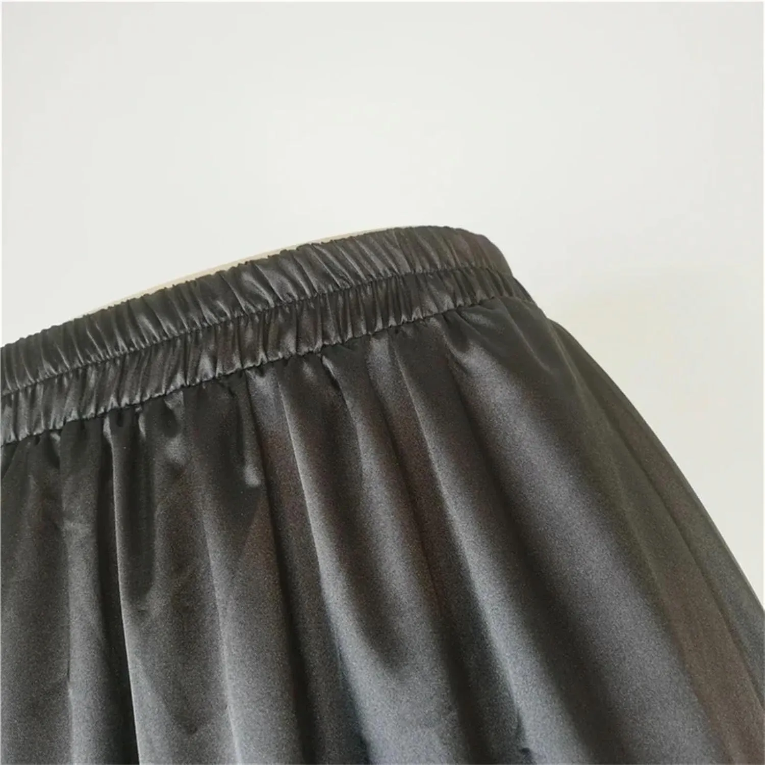 Women's Midi Skirts Casual Satin Elastic Waist Pleated A-Line Layered Ruffles Party Skirts