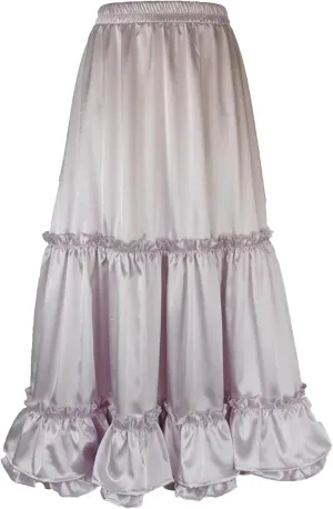 Women's Midi Skirts Casual Satin Elastic Waist Pleated A-Line Layered Ruffles Party Skirts