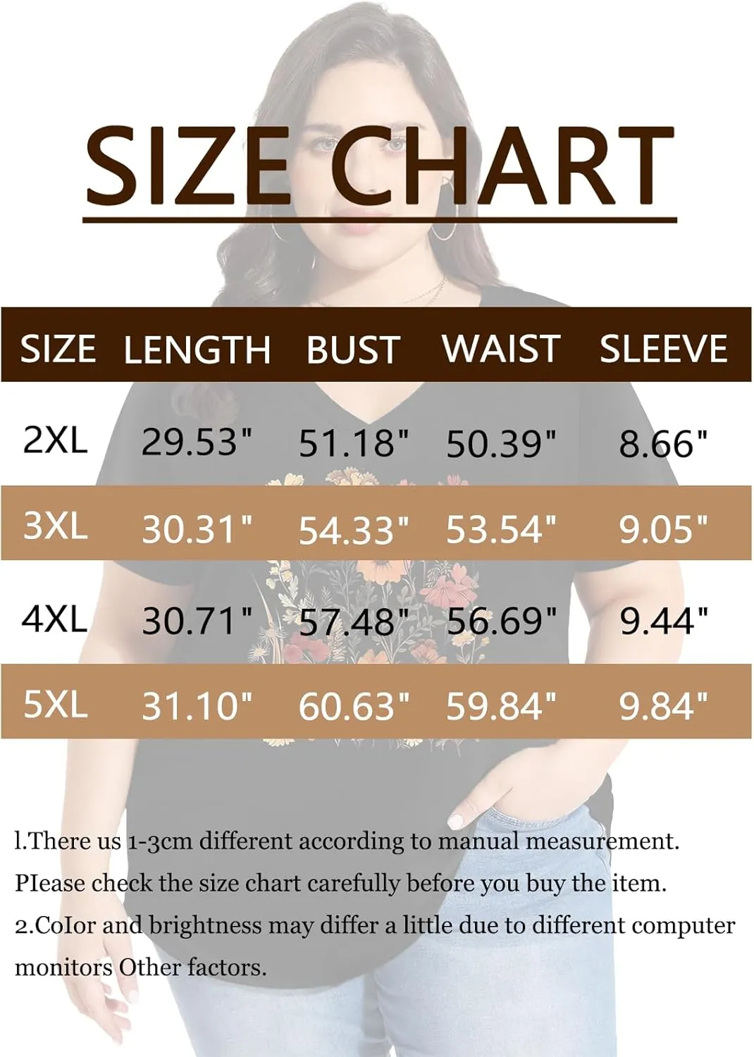 Womens Plus Size Tops Boho Floral Short Sleeve V Neck T-Shirt Casual Summer Wildflower Graphic Tees