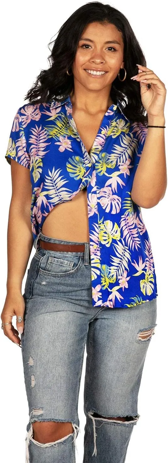 Women's Summer Tie Shirts - Patterned Tie Summer Shirts for Women