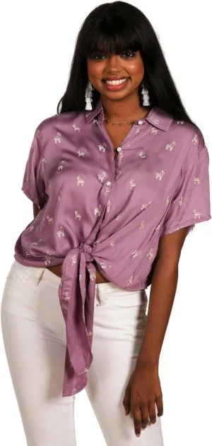 Women's Summer Tie Shirts - Patterned Tie Summer Shirts for Women