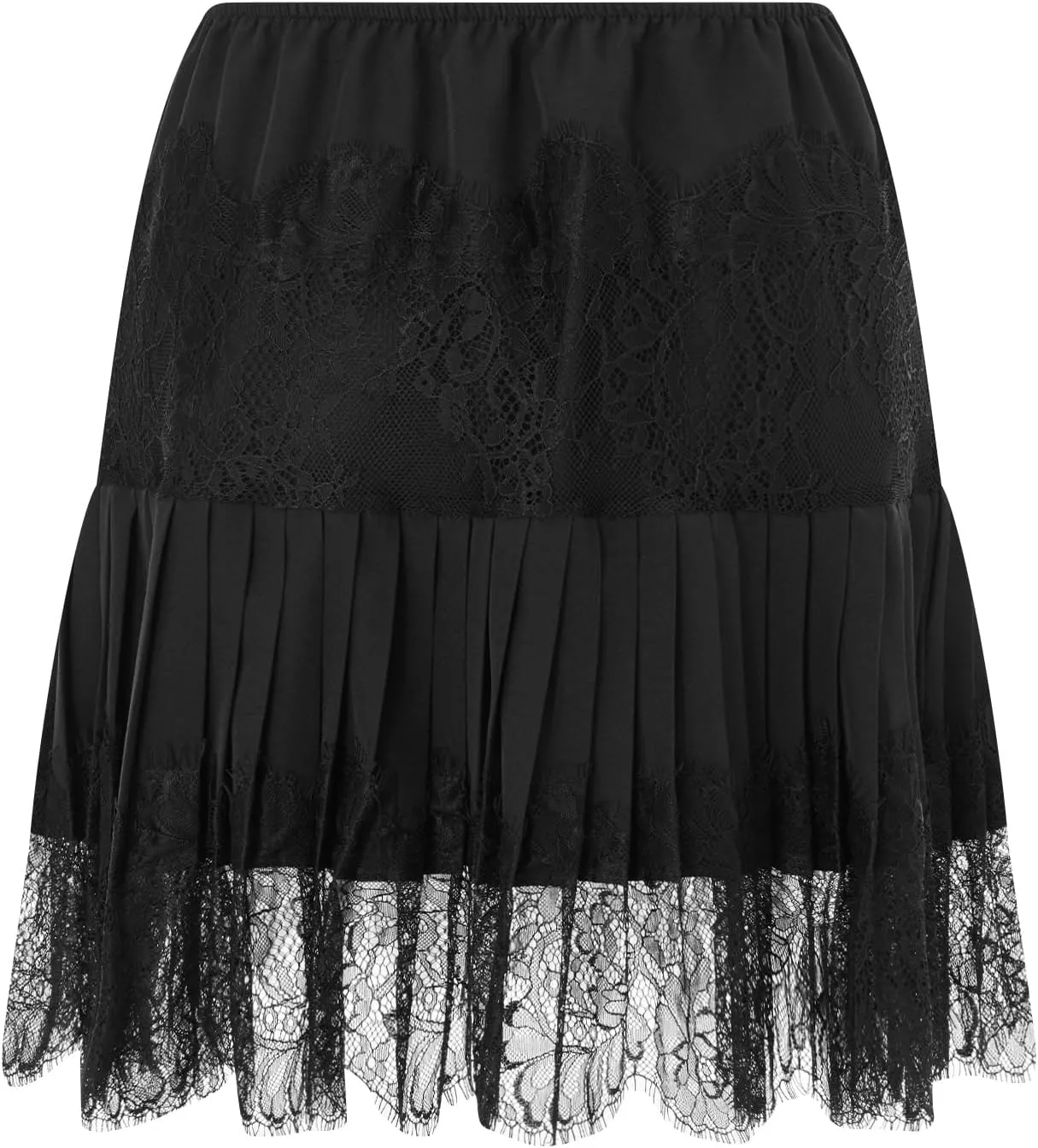 Womens Y2k Tiered Lace Mini Skirt Low Rise Pleated Ruffle Lace Trim Half Slip Skirt Layered Flowy Skirts Underskirt