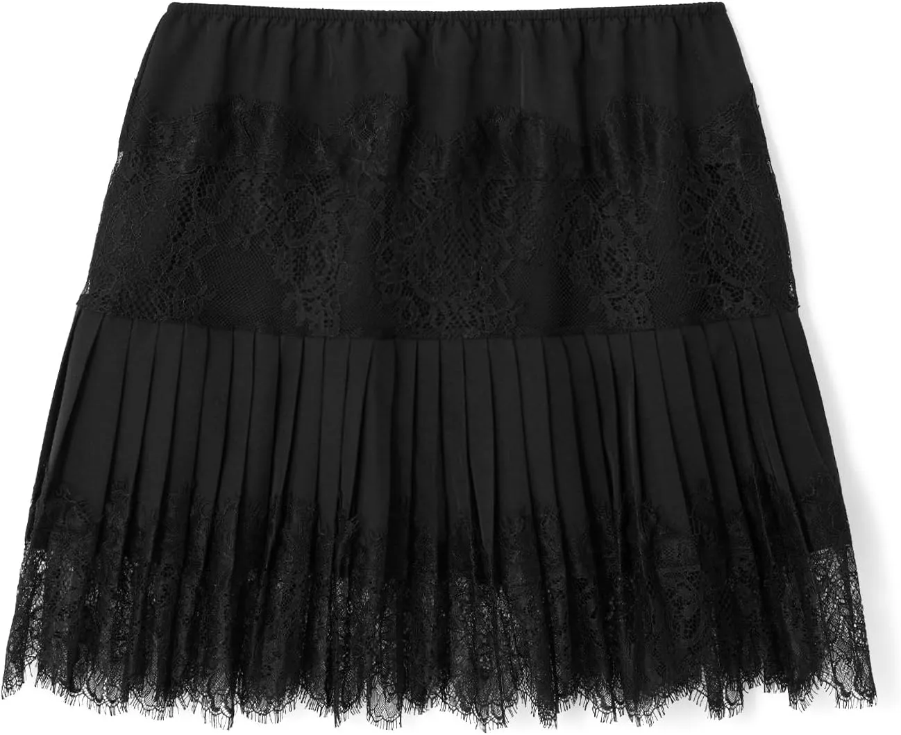 Womens Y2k Tiered Lace Mini Skirt Low Rise Pleated Ruffle Lace Trim Half Slip Skirt Layered Flowy Skirts Underskirt