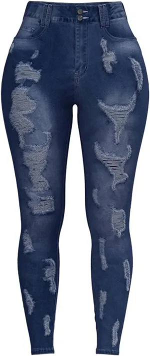 XIAOBU Tight Jeans Women's High Waist Butt-Lifting Stretch Skinny Denim Trousers Pocket Button Zipper Pencil Pants