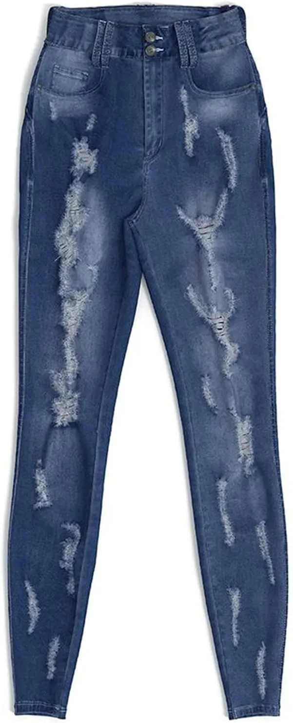 XIAOBU Tight Jeans Women's High Waist Butt-Lifting Stretch Skinny Denim Trousers Pocket Button Zipper Pencil Pants